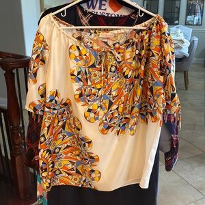 Tory Burch ALYSSA Multicolor Geometric Print Silk Blouse